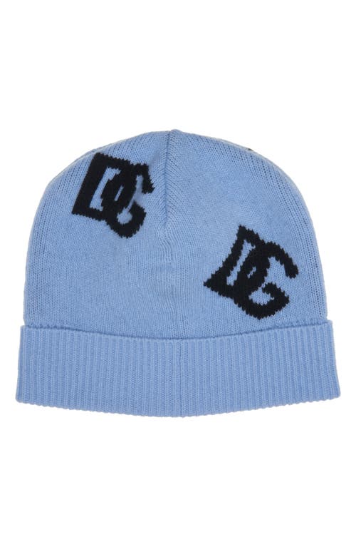 Dolce & Gabbana Dg Logo Beanie In B0143 Very Light Blue