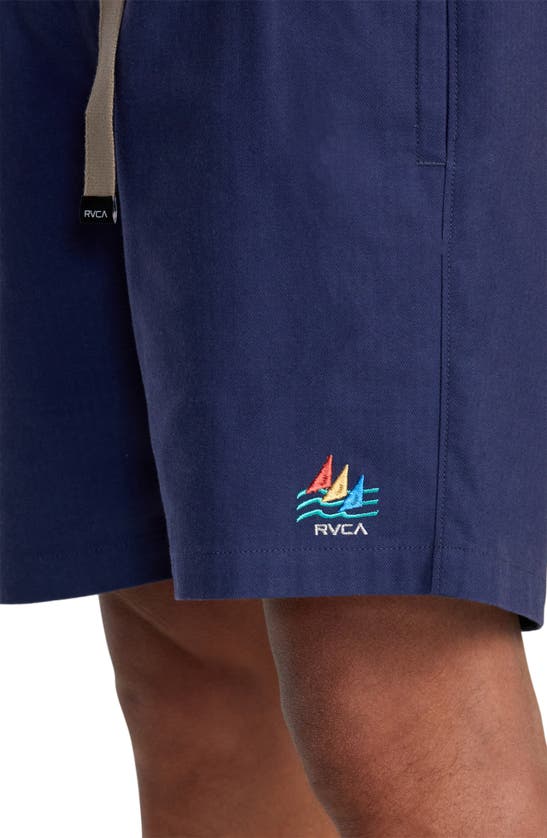 Shop Rvca Civic Range Integrated Belt Cotton Blend Shorts In Ocean Navy