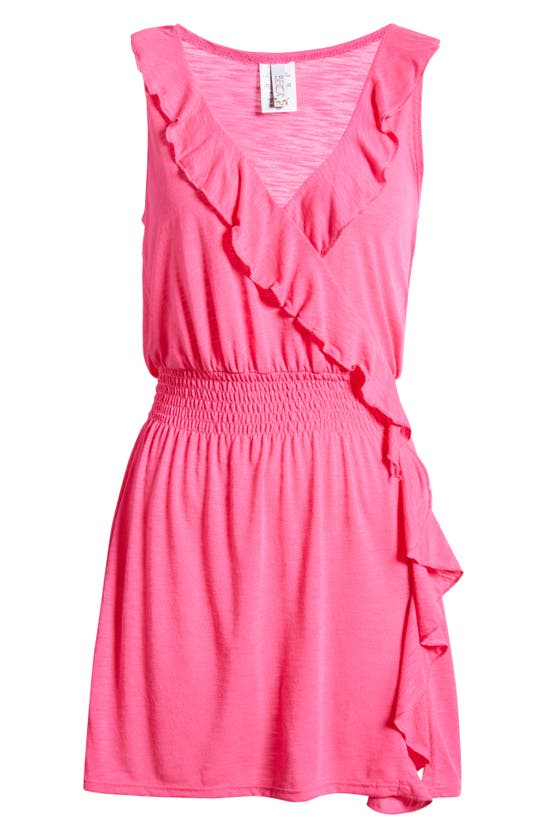 Shop Becca Breezy Basics Ruffle Cover-up Dress In Pink Glow
