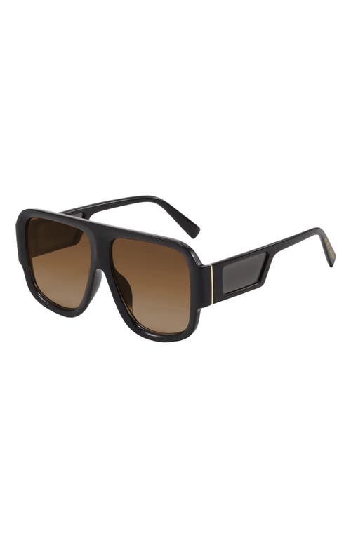 Shop Fifth & Ninth Rosie 57mm Polarized Aviator Sunglasses In Black/brown