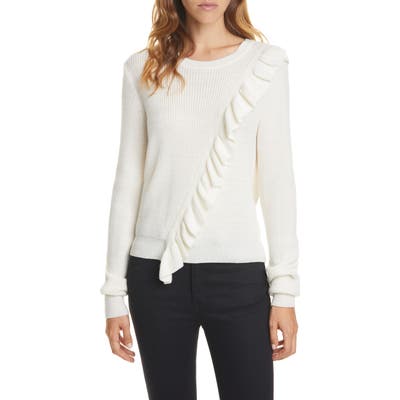 Joie Viviana Ruffle Wool Blend Sweater, Ivory