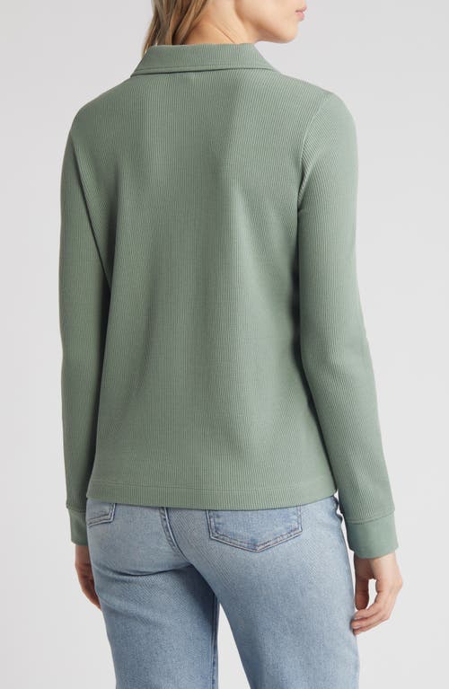 Shop Caslonr Caslon(r) Long Sleeve Thermal Polo In Green Dune