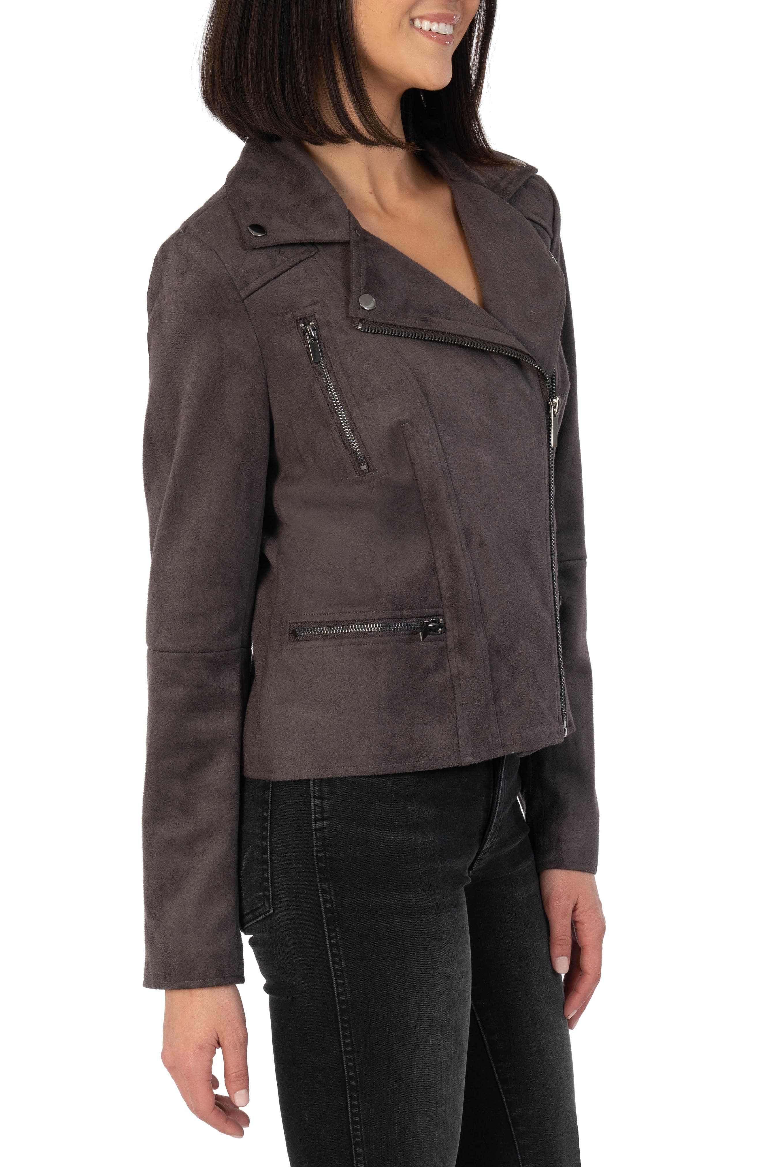 faux suede moto jacket