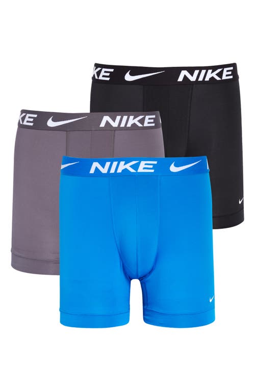 Shop Nike 3-pack Dri-fit Essential Micro Boxer Briefs In Photo Blue/grey/black