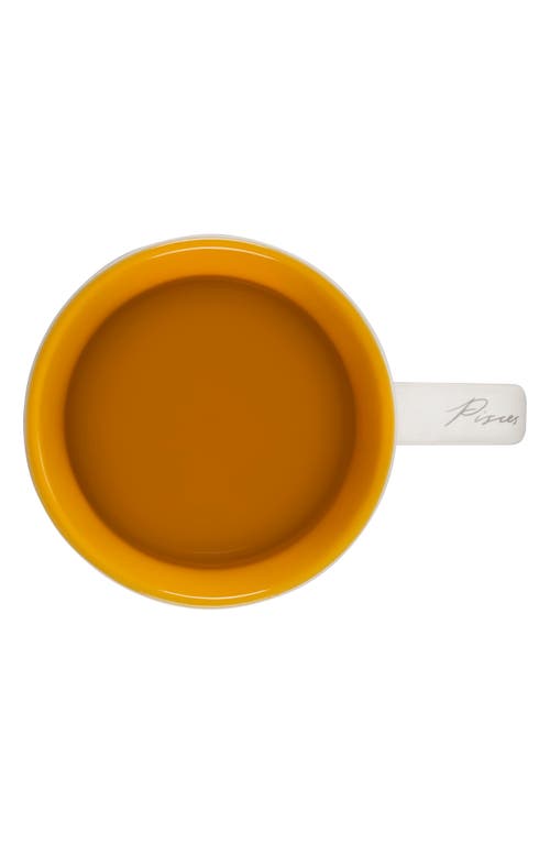 Shop Le Creuset Zodiac Stoneware Mug In White/yellow