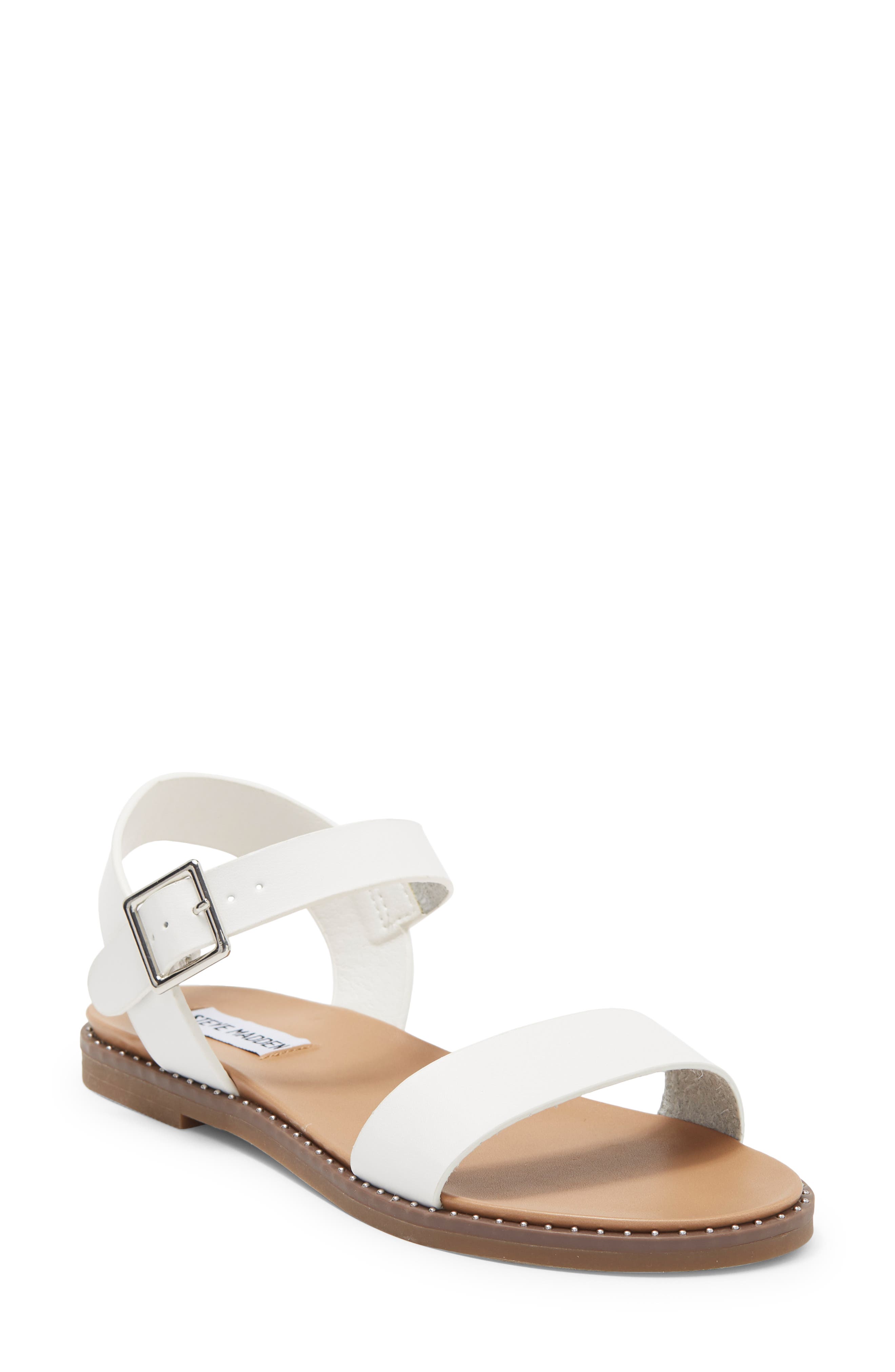 strappy sandals flat white
