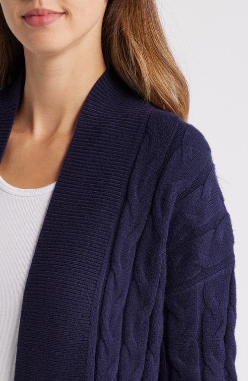 Shop Caslonr Caslon(r) Longline Cable Stitch Cardigan In Navy Blazer