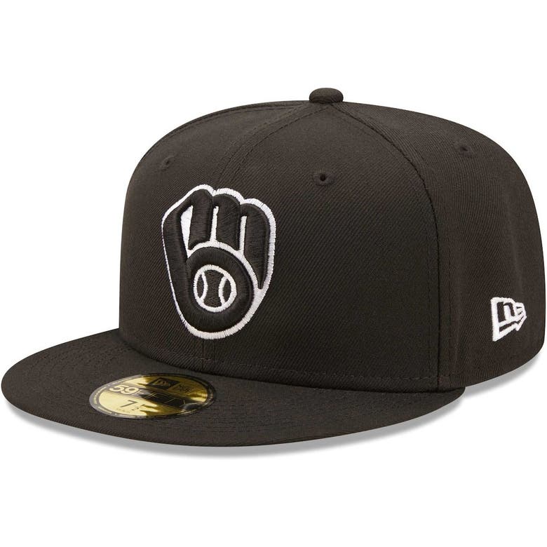 New Era Milwaukee Brewers  Black On Black Dub 59fifty Fitted Hat