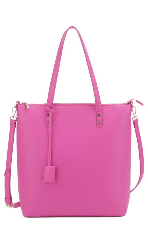 Mali + Lili Ashley Recycled Vegan Leather Everyday Tote in Hot Pink