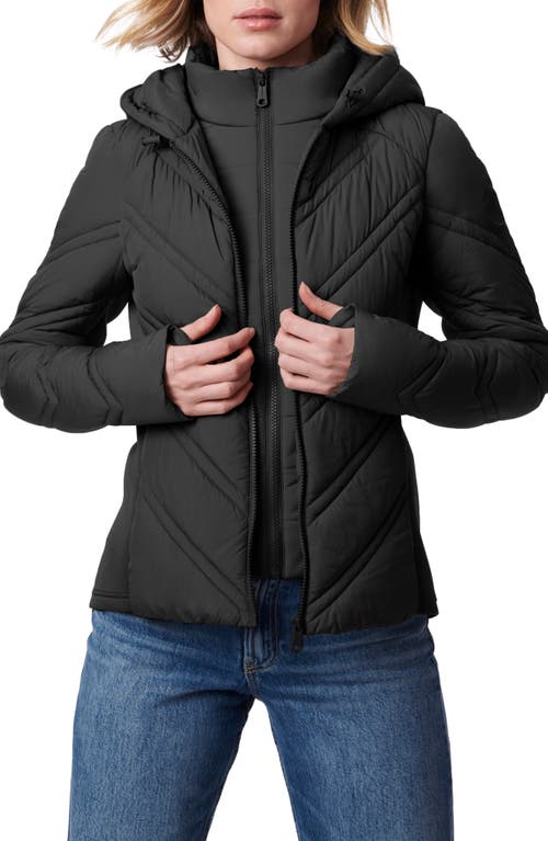 Shop Bernardo Hooded Puffer Jacket With Bib In Black