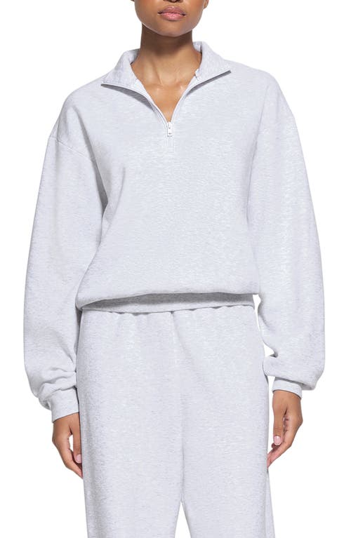 Cotton Blend Fleece Half Zip Sweatshirt in Light Heather Gray
