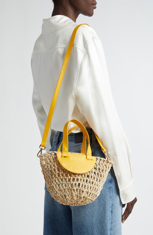 Shop Eilaf Dom Mini Woven Palm Straw Tote In Soleil Yellow