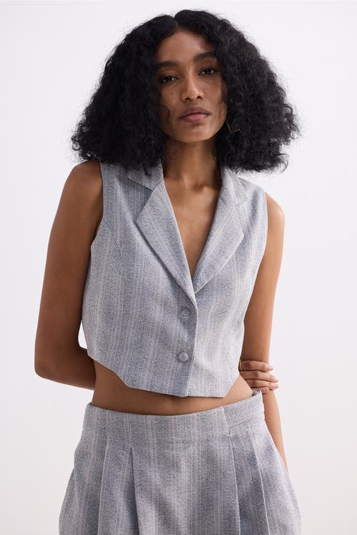 Reistor Cropped Cotton Tweed Vest In Steel Breeze