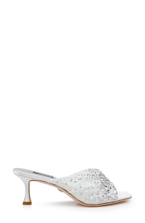 Shop Badgley Mischka Collection Brandy Slide Sandal In White Satin