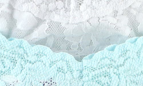 Hanky Panky Bride 2-pack Original Rise Lace Thongs In Celeste/white
