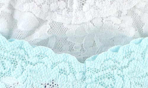 Shop Hanky Panky Bride 2-pack Original Rise Lace Thongs In Celeste/white