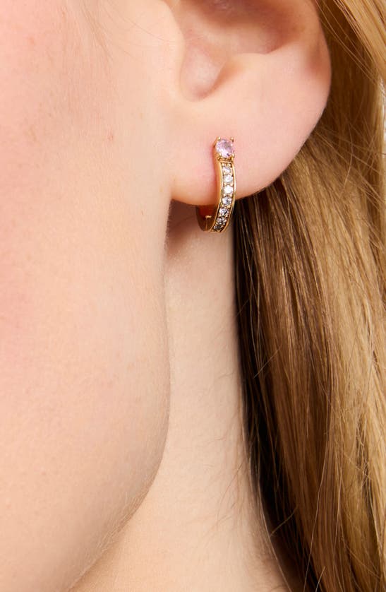 Shop Kate Spade Precious Delights Huggie Hoop Earrings In Pink Multi