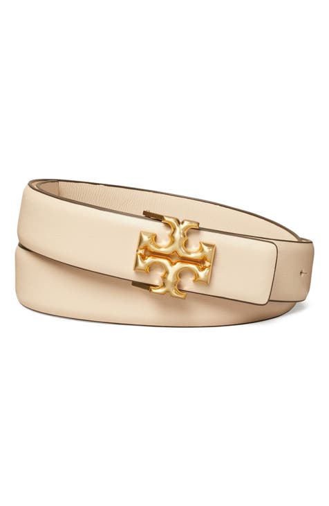 Off-White Women's initials Leather Belt - Beige Gold - Size Xs