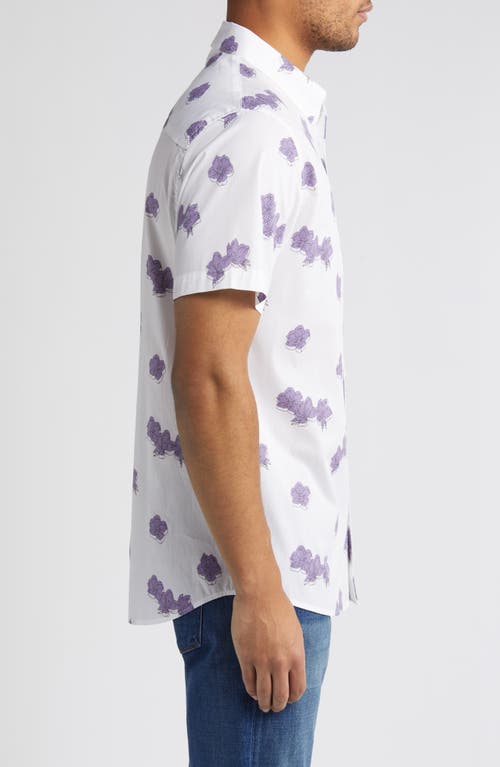 Shop Travismathew Hit The Books Floral Short Sleeve Stretch Button-up Shirt In White