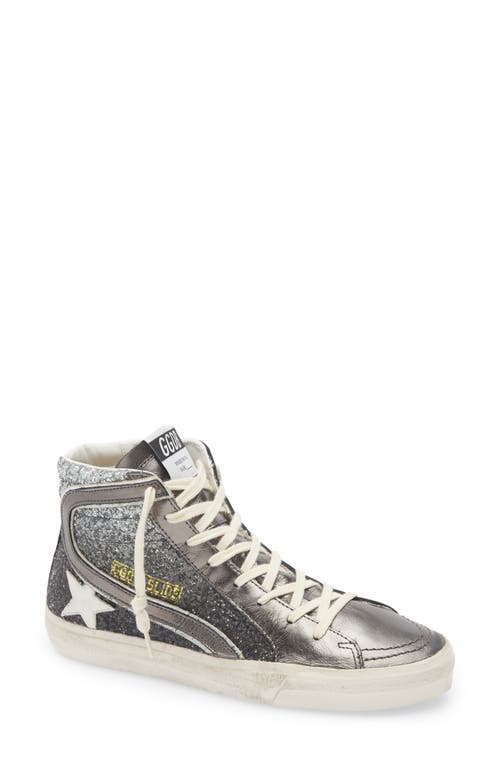 Golden Goose Slide High Top Sneaker In Black/asphalt/silver