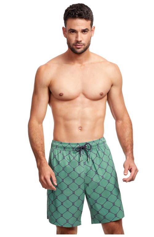 Gottex Men Beach Vibe 7" Swim Shorts In Green Navy