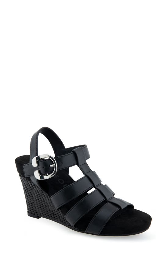 Aerosoles Paige Wedge Sandal In Black Combo