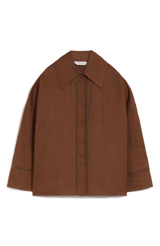 Max Mara Robinia Oversized Lace-inset Shirt In Chocolate