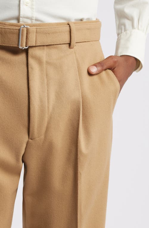 Shop Officine Generale Officine Générale Hugo Pleat Front Wool & Cashmere Pants In Sepia