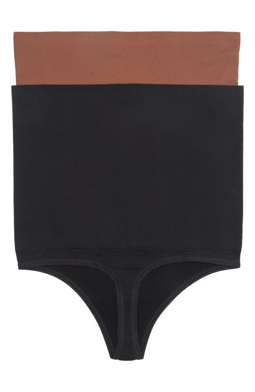 Shop Yummie By Heather Thomson 2-pack High Waist Thongs In Copper Glow/black