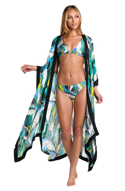 L Agence L'agence Kara Long Sleeve Cover-up In Blue/ Green
