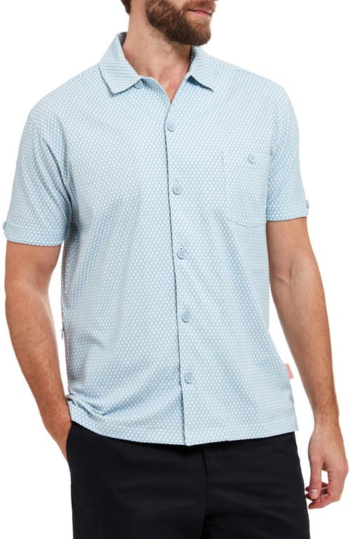 Walsoken Short Sleeve Knit Button-Up Shirt in Blue