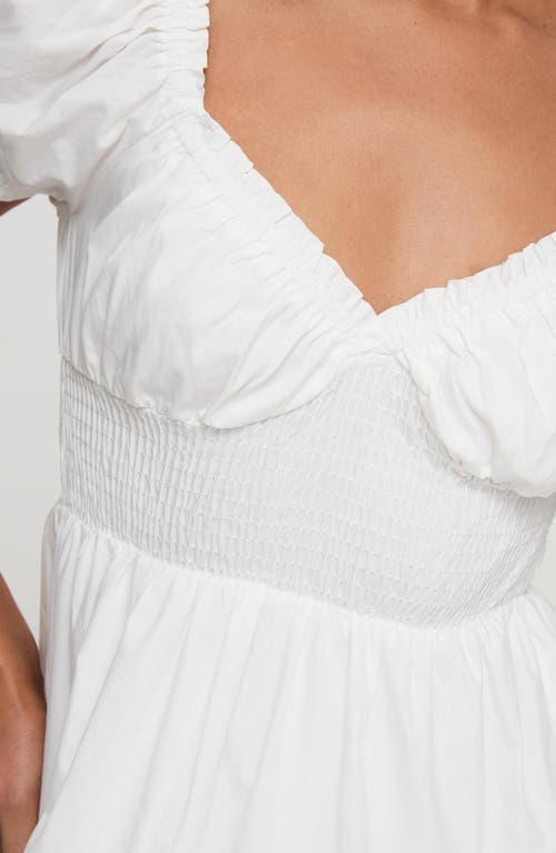 Princess Polly Daniela Tiered Puff Sleeve Cotton Minidress In White