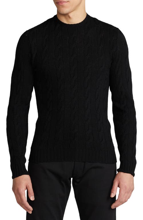 Ralph Lauren Purple Label Cable Knit Cashmere Sweater in Classic Black at Nordstrom, Size X-Large