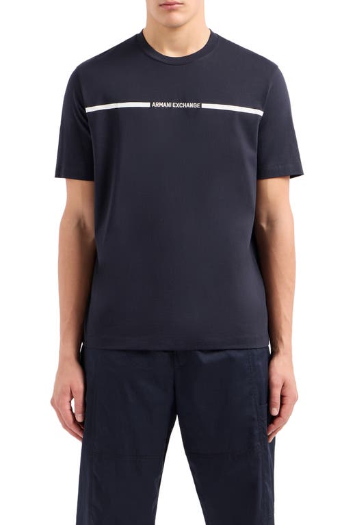 Embroidered Logo Heavyweight Cotton Jersey T-Shirt in Deep Navy