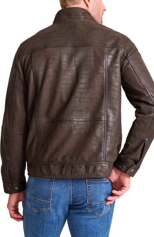 Shop Tommy Bahama Highland Rocker Leather Jacket In Dark Brown