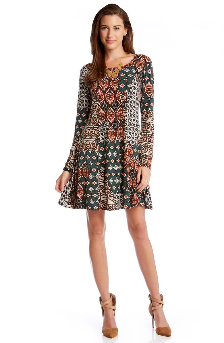 Karen Kane Bohemian Mix Print A-line Dress | Nordstrom