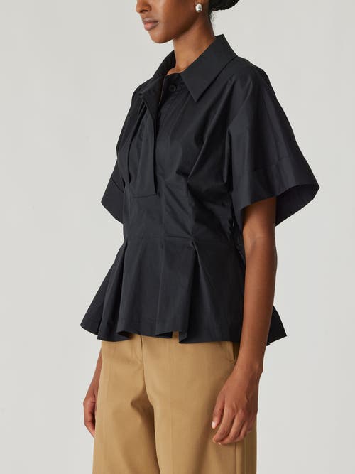 Shop Rebecca Taylor Poplin Peplum Blouse In Black