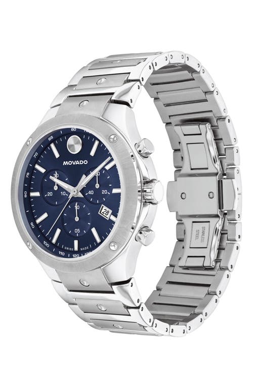 Movado Men's Swiss Se Stainless Steel Bracelet Watch 41mm In Silver/blue
