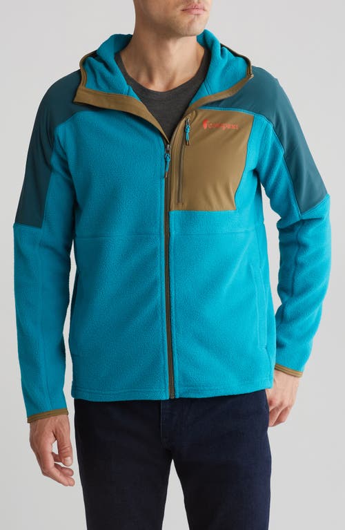 Abrazo Zip Fleece Hooded Jacket in Deep Ocean/mineral Blue