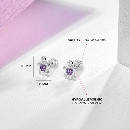 In Season Jewelry Cubic Zirconia Turtle Earrings In Purple