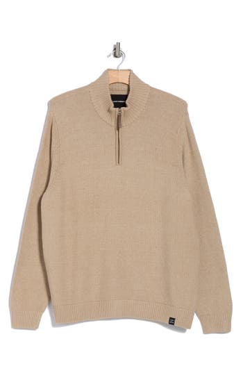 Lucky Brand Cotton Quarter Zip Sweater In Silver Mink
