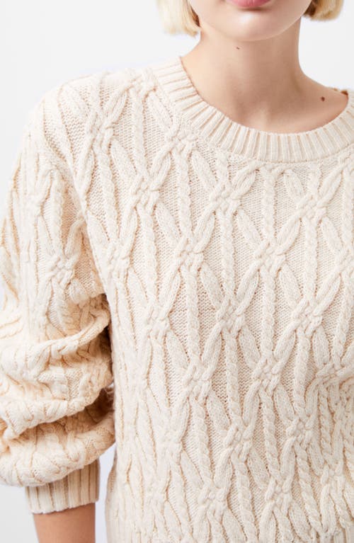 Shop French Connection Layon Jini Cable Crewneck Sweater In Classic Cream