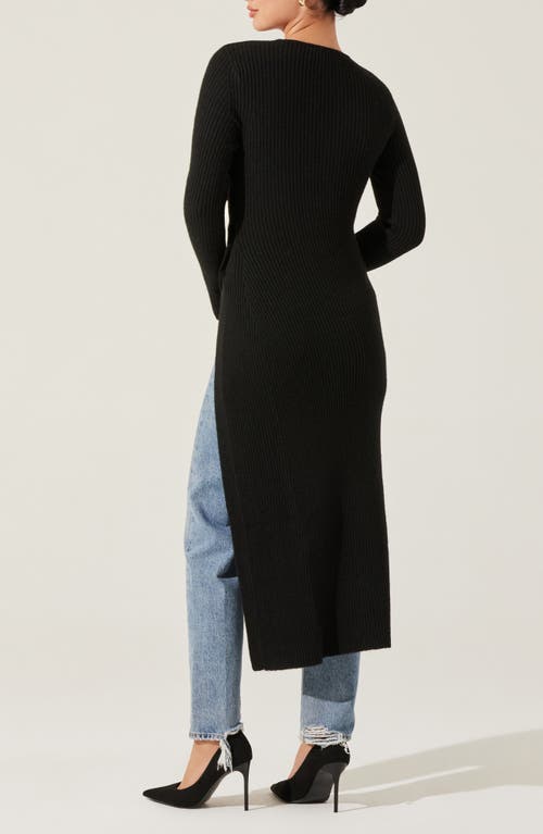 Shop Astr The Label High Slit Long Sweater In Black