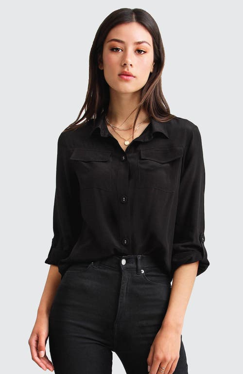 Belle & Bloom Eclipse Rolled Sleeve Blouse In Black