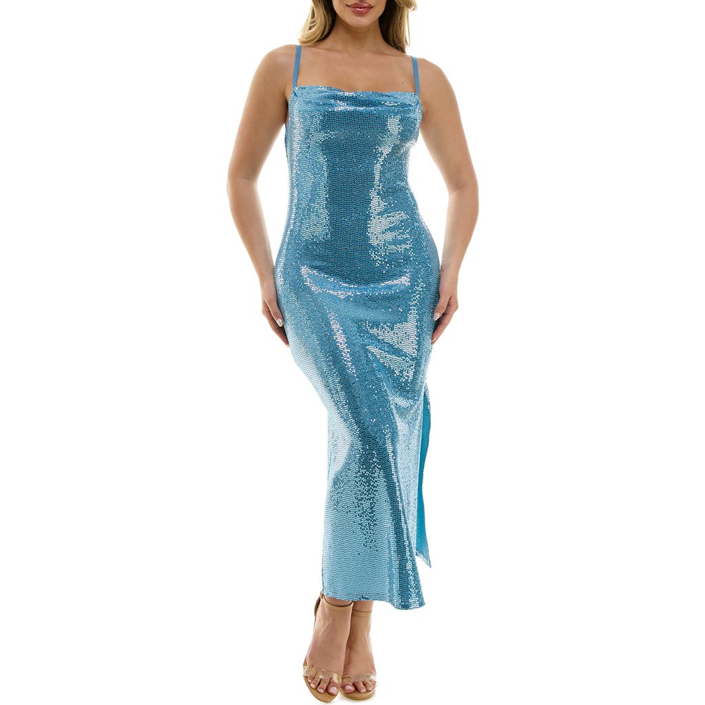 Bebe Slim Maxi Dress In Blue