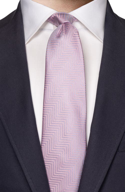 Shop Eton Herringbone Microdot Silk Tie In Medium Pink