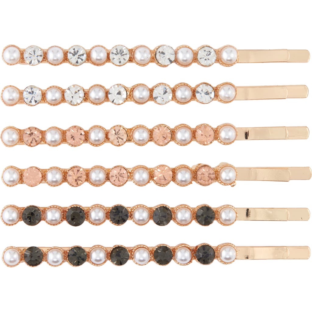 Tasha Assorted 6-pack Pearly Bead & Crystal Hair Clips In Multi