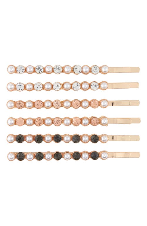 Shop Tasha Assorted 6-pack Pearly Bead & Crystal Hair Clips In Rose Gold/ivory Multi