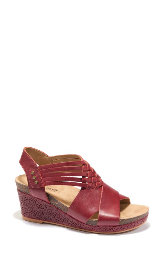 Shop Halsa Footwear Gianna Wedge Sandal In Dark Red