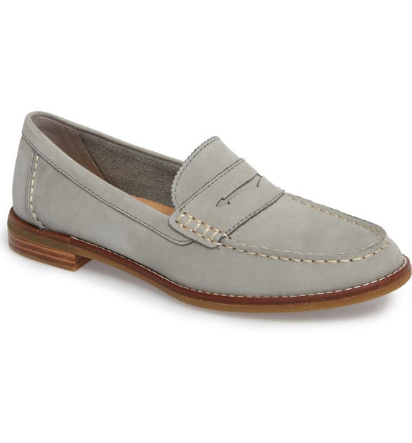 Click to view more detailed imagery on our partner's website Sperry Seaport Penny Loafer In Grey Leather